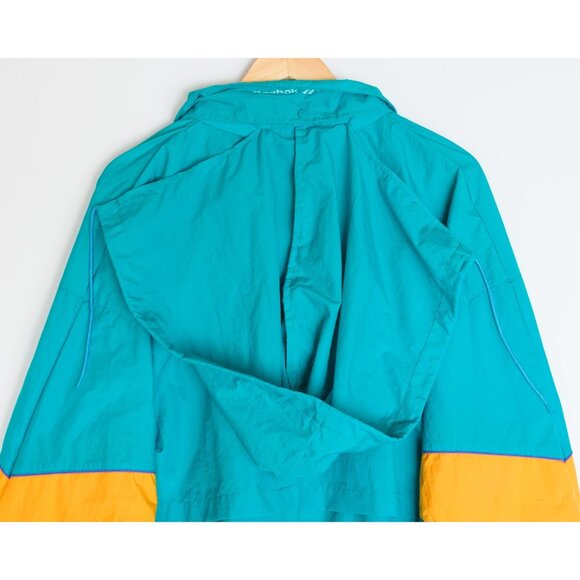 Vintage 90s Reebok Mens L Windbreaker Jacket Teal - Picture 9 of 10